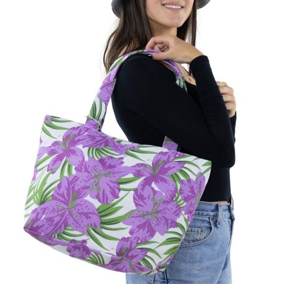 THREE PIECE SET - COLORFUL MATCHING TOTE BAG, HAT AND WALLET IN CANVAS MATERIAL - Picture 3 of 5